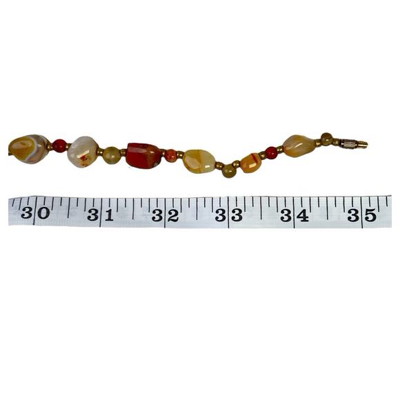 Vintage Necklace Polished Smooth Natural Stones Beggar Beads 1960s Barrel Clasp - Picture 12 of 14